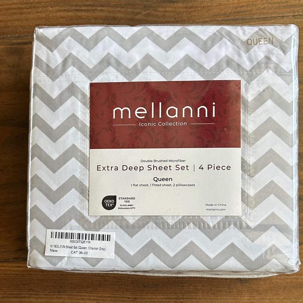 Queen Sheet Set - Gray Chevron